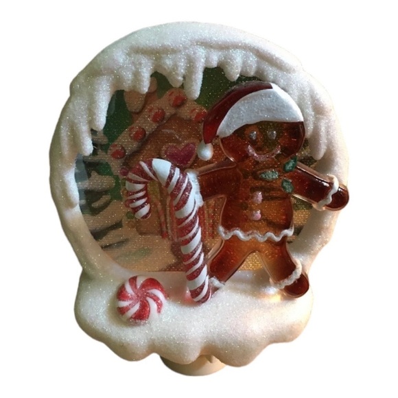 Christmas Holiday Night Light Veilleuse Gingerbread Man With Candy Cane Vintage - Picture 1 of 10
